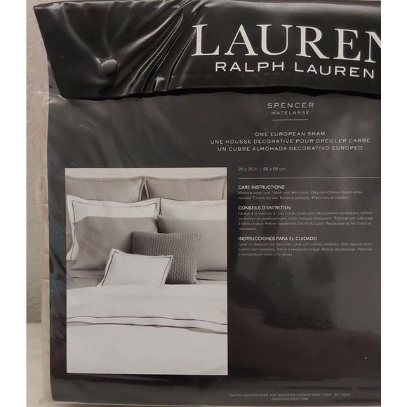 Ralph Lauren SPENCER METALASSE Cotton Blend Clay Tan European Pillow Sham 26x26" - Picture 8 of 10